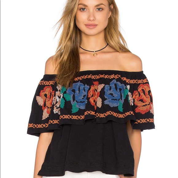 Free People Tops - Free People Off Shoulder Top with Embroidery